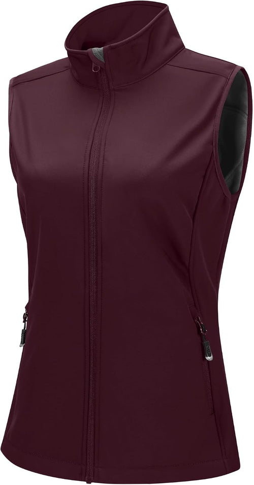 33,000ft Women's Running Golf Vest Outerwear Fleece Lined Lightweight | Windproof, Waterproof Softshell, Pockets, Full Zip Sleeveless Jacket for Fall Winter Casual, Outdoor, Travel, Hiking, Sports