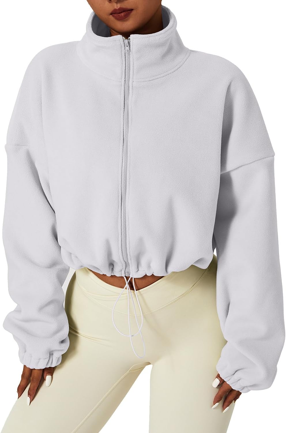 Women's Cropped Zip Jacket in White, view 15
