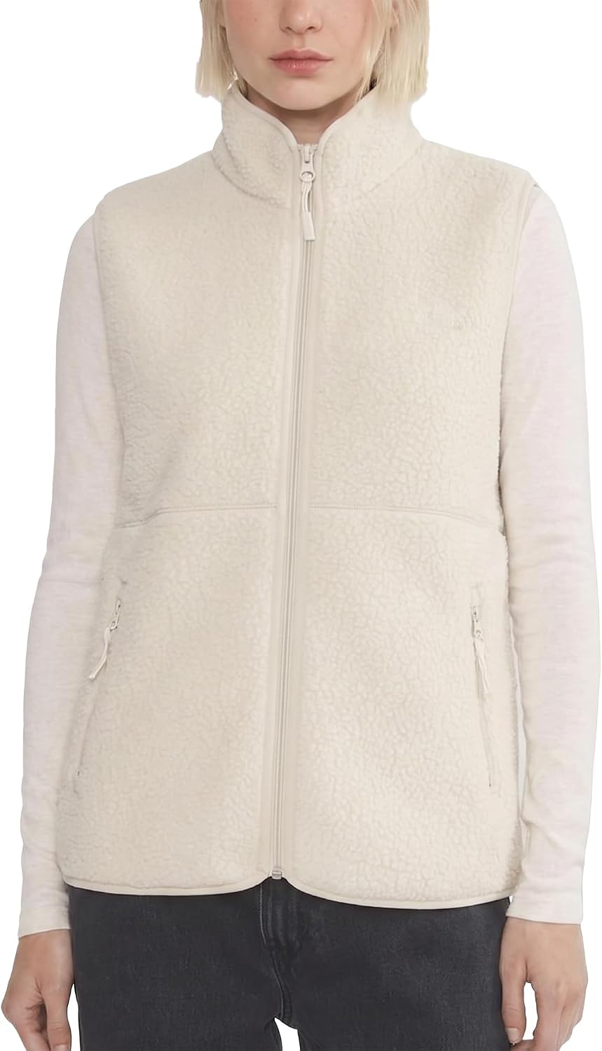 Hixiaohe Sherpa Fleece Vest for Women Trendy Warm Sleeveless Vests Jacket Lightweight Zip Coats with Pockets Fall Outerwear