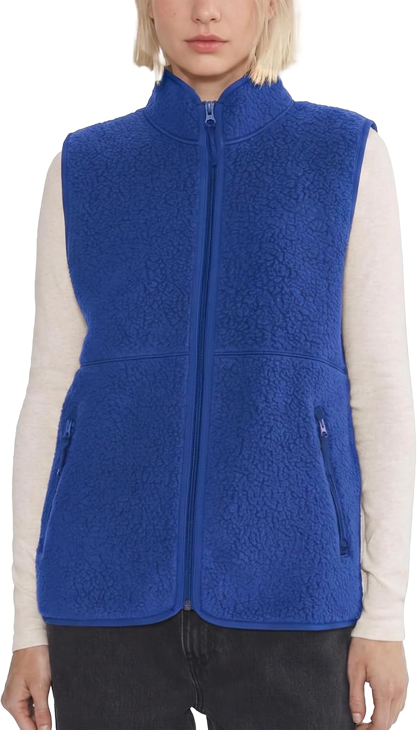 Women's Sherpa Vest in Dark Blue, view 14
