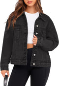 Glamaker Womens Oversized Jean Jacket Casual Long Sleeve Button Down Denim Jacket Fall Coat