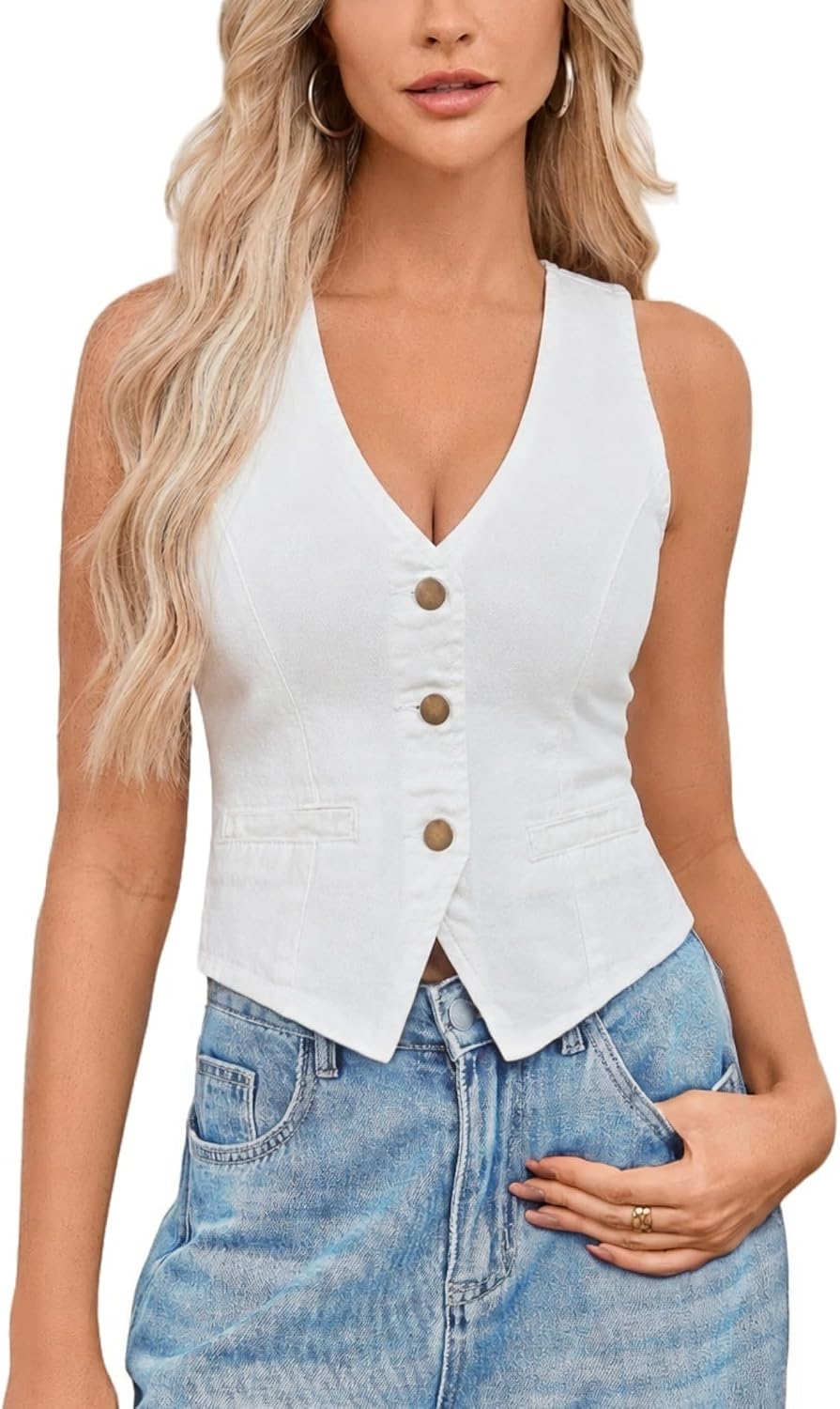 Women's Denim Waistcoat, view 5