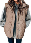 EVALESS Womens Lightweight Cropped Puffer Vest Quilted Sleeveless Jackets | Warm Shell Quilted Puffer With Pockets, Sleeveless Layering Jackets Coats, Fall Jackets Office Outerwear Travel Outfits