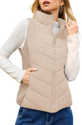 Dokotoo Women's Quilted Vest Lightweight Puffer Gilet Zip Outerwear | Sleeveless,Stand Collar Zip-Up,Fall Clothes,Winter Jackets,Warm Coats with Pocket,Flattering Fit,for Travel Hiking Daily Wear