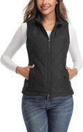 LONGKING Women's Quilted Vest Lightweight Packable Puffer Gilet | Stand Collar, 2 zippered Pockets, Breathable Sleeveless Design, Machine Washable, Easy to Pack for Daily