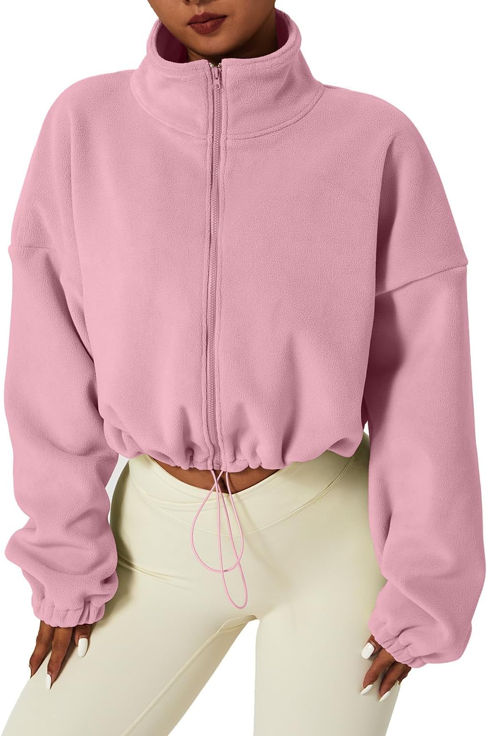Women's Cropped Zip Jacket in Pink, view 12