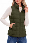 Zeagoo Womens Lightweight Quilted Puffer Vest Stand Collar Zip Up Outerwear | Casual Zip Up Quilted Puffer Vest for Layering Outfits, Sleeveless Lightweight Winter Outerwear with Pockets