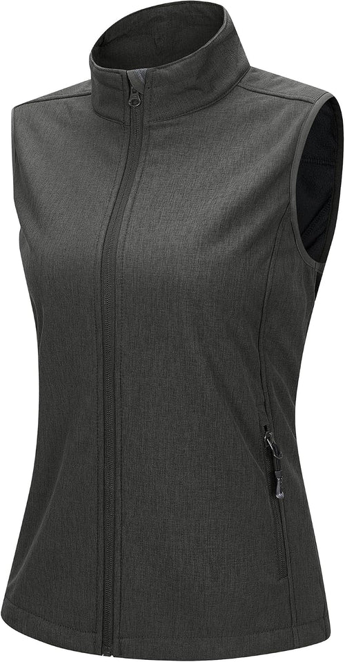 33,000ft Women's Running Golf Vest Outerwear Fleece Lined Lightweight | Windproof, Waterproof Softshell, Pockets, Full Zip Sleeveless Jacket for Fall Winter Casual, Outdoor, Travel, Hiking, Sports