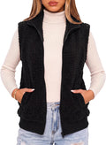 Bluetime Womens Fleece Fuzzy Vest Sleeveless Sherpa Jacket Outerwear | Zip Up Fluffy Coat with Pockets,Lightweight Stand Collar Vest,Women's Coats,Jackets & Vests,Trendy Fall and Winter Outfit