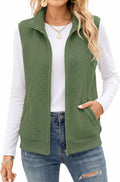 AKEWEI Womens Sherpa Fleece Vest Trendy Warm Sleeveless Vests Jacket | Lightweight Zip Jackets Warm Soft Vests with Pockets
