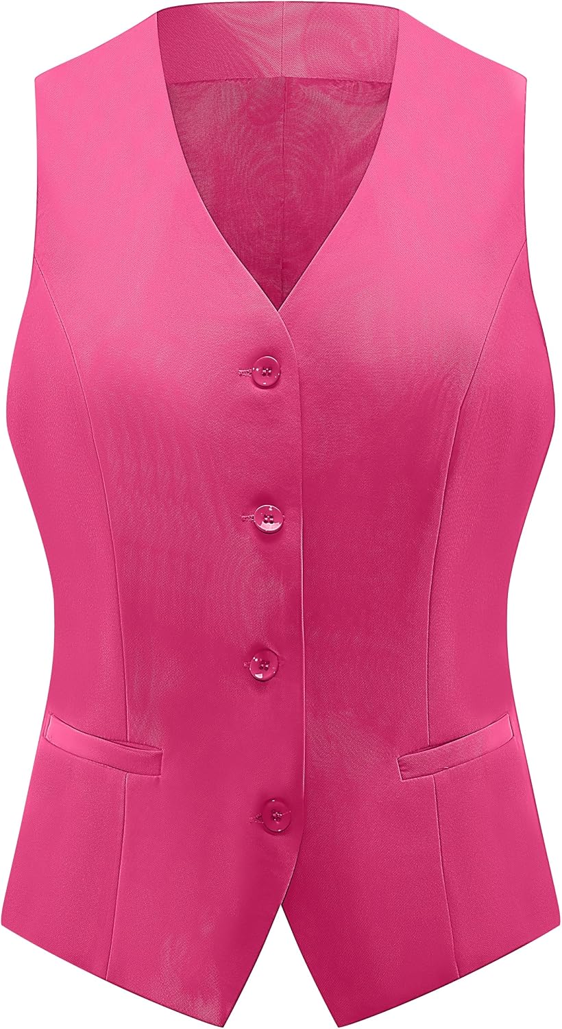 Women's Fully Lined Suit Waistcoat in Pink, view 6